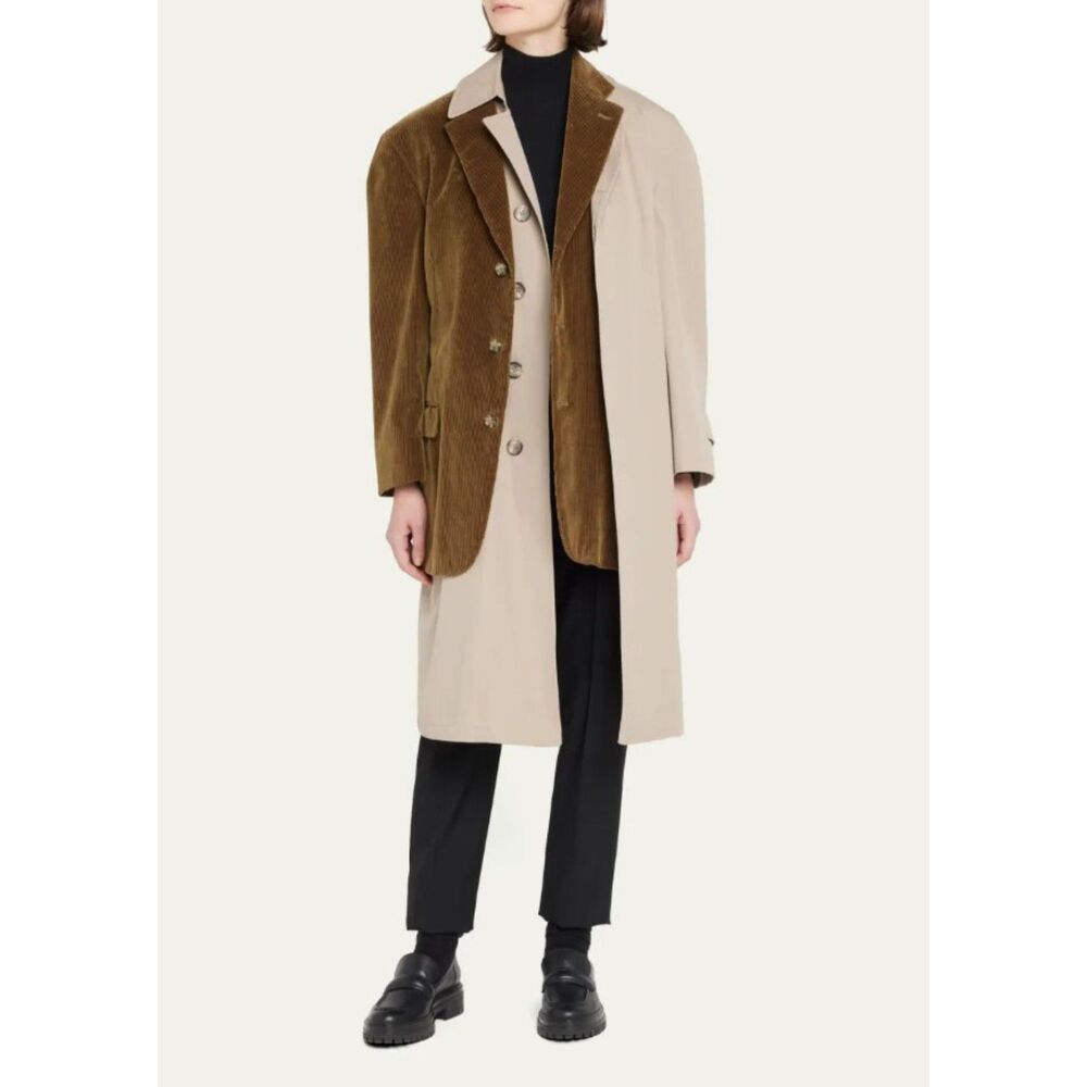 Rentrayage Women's Dr. Watson Mixed Media Layered Trench Coat Size Large